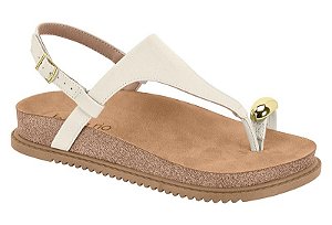 Sandália Flat Beira Rio Com Detalhe Metalizado Branco Off