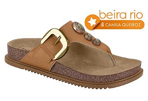 Papete Beira Rio Com Fivela E Detalhes Metalizados Camel