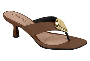 Tamanco Beira Rio De Salto Médio Com Detalhe Metálico Conhaque