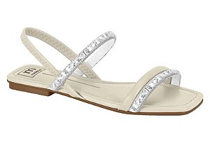 Sandália Rasteira Moleca Feminina Com Tiras Brilhantes Branco