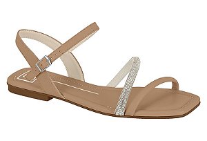 Sandália Rasteira Moleca Feminina Com Tiras Finas E Brilho Nude