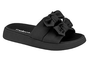 Chinelo Slide Moleca Feminino Com Laços Duplos Preto