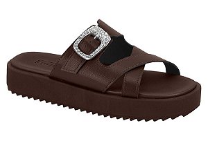 Sandália Birken Moleca Feminina Com Fivela Strass Prateada Chocolate