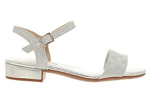 Sandália Infantil Molekinha Com Salto Baixo E Fivela Prata