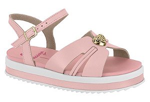 Sandália Molekinha Infantil Plataforma Com Detalhe Dourado Rosa