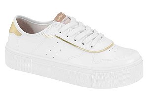 Tênis Casual Moleca Com Detalhes Dourados  Branco