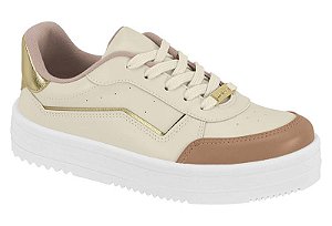 Tenis Moleca Casual Feminino Conforto E Com Cadarço Branco Off