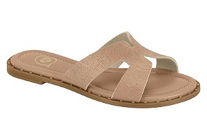 Sandalia Rasteira Infantil Molekinha Com Recortes Moderno Nude/Dourado