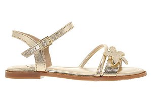 Sandália Rasteira Infantil Molekinha  Com Aplicação De Flor Dourado