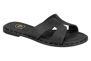 Sandalia Rasteira Infantil Molekinha Com Recortes Moderno Preto/Grafite