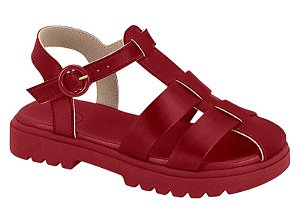Sandalia Infantil Molekinha Com Fivela E Tiras Largas Vermelho
