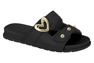 Sandalia Rasteira Infantil Molekinha Com Detalhes Dourado Preto