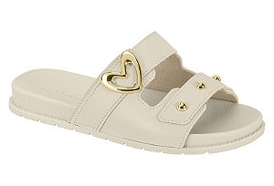 Sandalia Rasteira Infantil Molekinha Com Detalhes Dourado Branco Off
