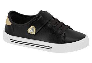 Tênis Infantil Casual Molekinha Com Detalhes Dourados Preto/Dourado
