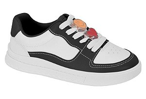 Tenis Casual Infantil Molekinha Com Enfeites Divertidos Branco/Preto