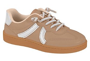 Tenis Casual Infantil Molekinha Com Listras Laterais  Nude