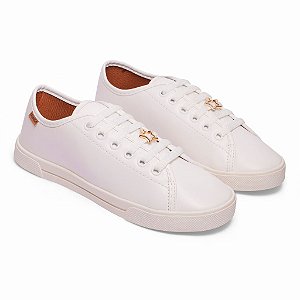 Tênis Casual Com Cadarço Detalhe De Estrela Branco