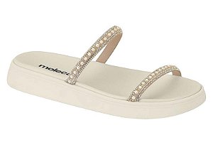 Papete Moleca Flat Tiras Com Strass Calce Facil Creme