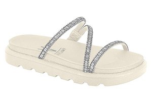 Papete Vizzano 3 Tiras Com Strass Calce Facil Branco Off