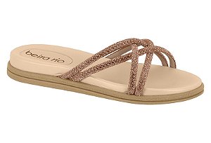 Papete Beira Rio Flat Tira Com Strass Calce Facil Ouro Rosado