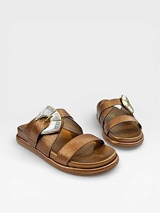 Papete Feminina Bronze com Fivela Metalizada
