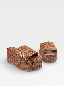 Tamanco Anabela Littz Elegante Com Detalhe Virginia Caramelo