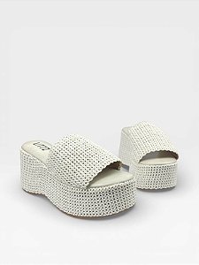 Tamanco Anabela Littz Elegante Com Detalhe Virginia Off White