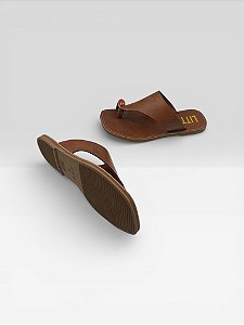 Rasteira Feminina Casual Com Detalhe Metalizado Marrom