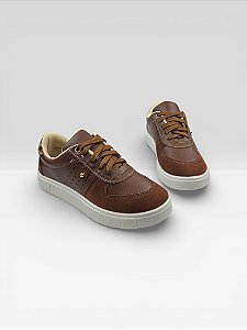 Tênis Casual Feminino Com Detalhes Dourados Terra/Onca