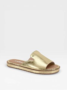 Chinelo Feminino Slide Moleca Calce Facil Metalizado Dourado