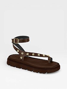 Papete Feminina Moleca Tratorada Tira Tachas Branca Preta e Chocolate