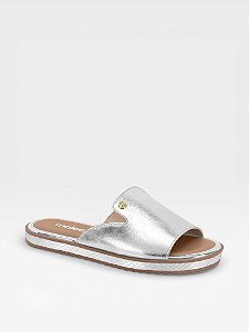 Chinelo Feminino Slide Moleca Calce Facil Metalizado Prata