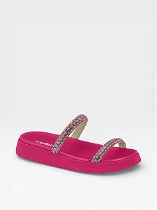 Papete Moleca Flat Tiras Com Strass Calce Facil Cristal/Pink