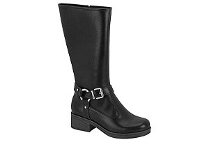 Bota Moleca Montaria Com Fivela Salto Bloco Preto