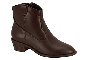 Bota Moleca Country Cano Curto Marrom Salto Bloco Cafe