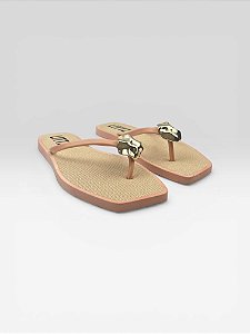 Chinelo Slim Com Detalhe Dourado  Rosado