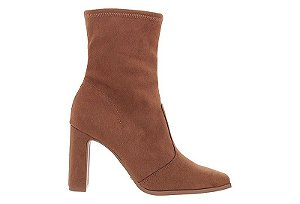 Bota Vizzano Cano Curto Caramelo Com Salto Bloco Alto E Design Minimalista Camel