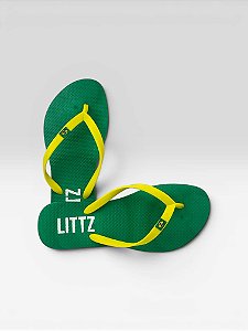 Chinelo Feminino Brasil Littz Verde com Bandeira