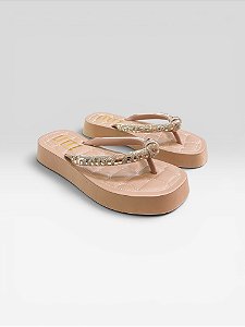 Chinelo Feminino Plataforma Com Aplicações De Strass E Pedrarias Avela