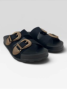 Papete Plataforma Com Fivela Metalizada Preto