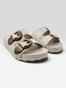 Papete Plataforma Com Fivela Metalizada Branco Off
