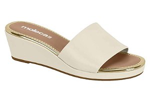 Tamanco Anabela Moleca Feminino Confortável Slide Branco Off