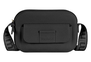 Bolsa Transversal Moleca Com Bolso Frontal E Alça Personalizada Preto