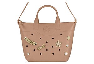 Bolsa Moleca Estilo Tote Com Alça Removível E Enfeites Personalizados Nude