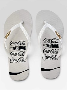 Chinelo Coca-Cola Com Detalhe Metálico Nas Tiras Branco/Branco #1