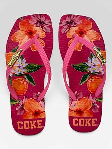Chinelo Coca-Cola Shoes Floral Com Detalhe Metálico Pink/Pink #1