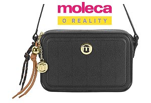 Bolsa Feminina Moleca Transversal Com Pingentes Decorativos Dourados Preto