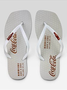 Chinelo Coca-Cola Casual Com Estampa E Detalhes Dourados Branco #1