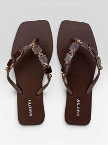 Chinelo Rasteiro Rafitthy Com Detalhes Metalizados Veneza/Bronze