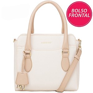 Bolsa Feminina Rafitthy Com Alça Removível Detalhes Dourados Milk/ Macchiato
